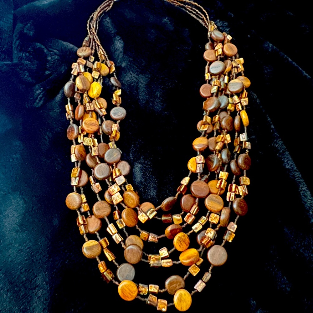 Brown cascade full bead necklace.